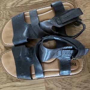 BORN Black Leather Women's Sandals with buckle